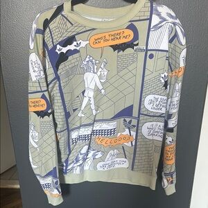 Adidas Green and Orange Crewneck Sweater with Graphic Design comic